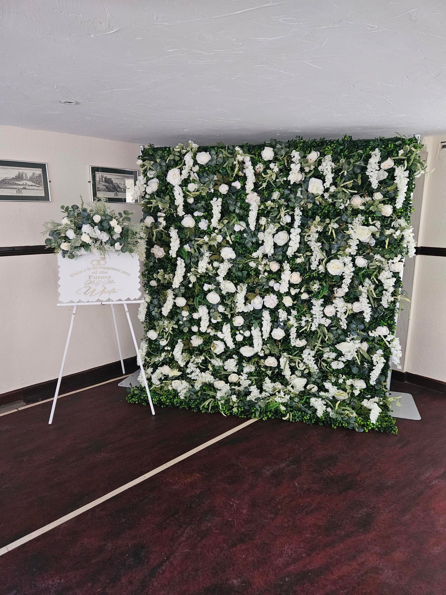 White Flower & Foliage Wall