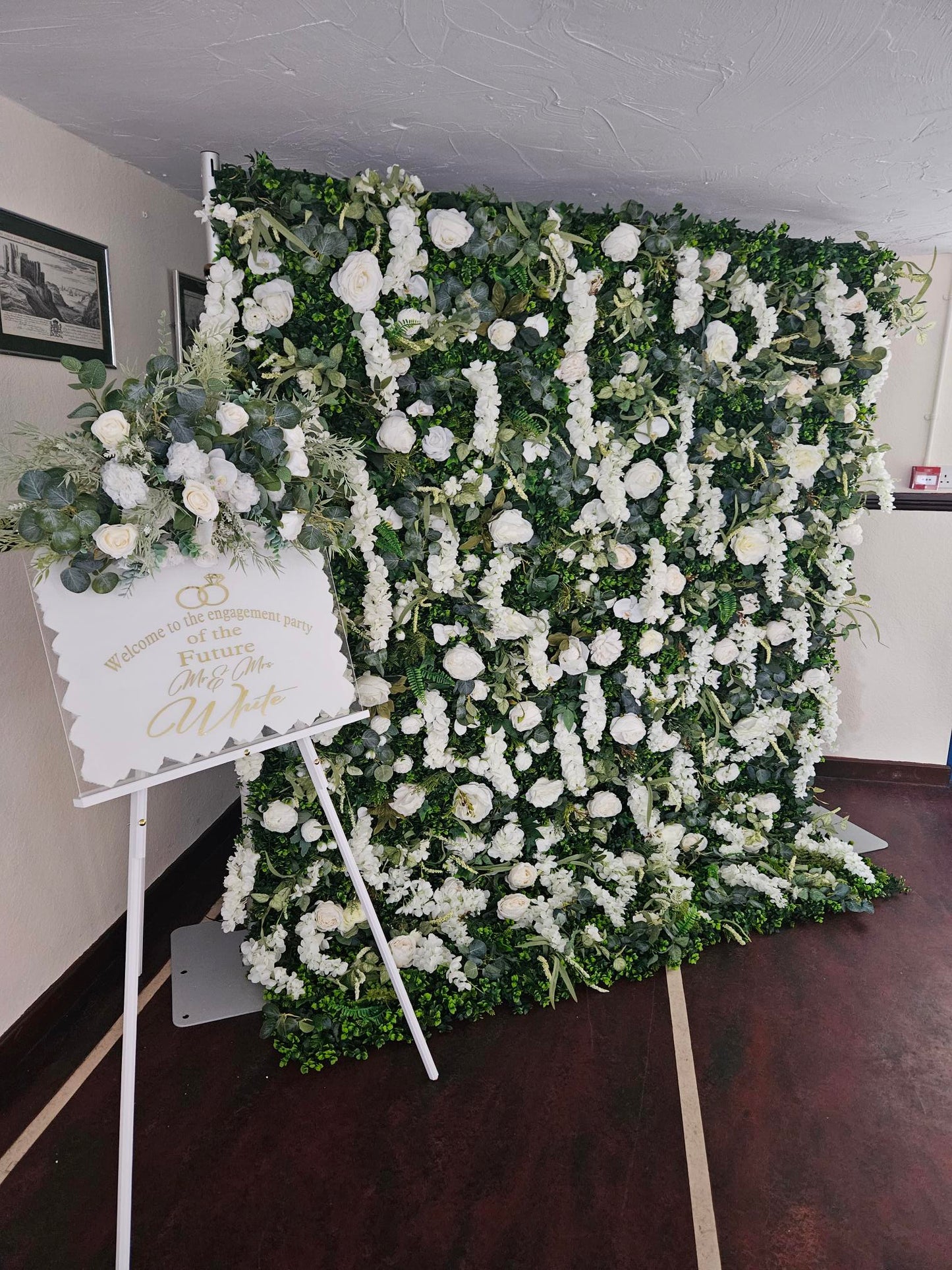 White Flower & Foliage Wall