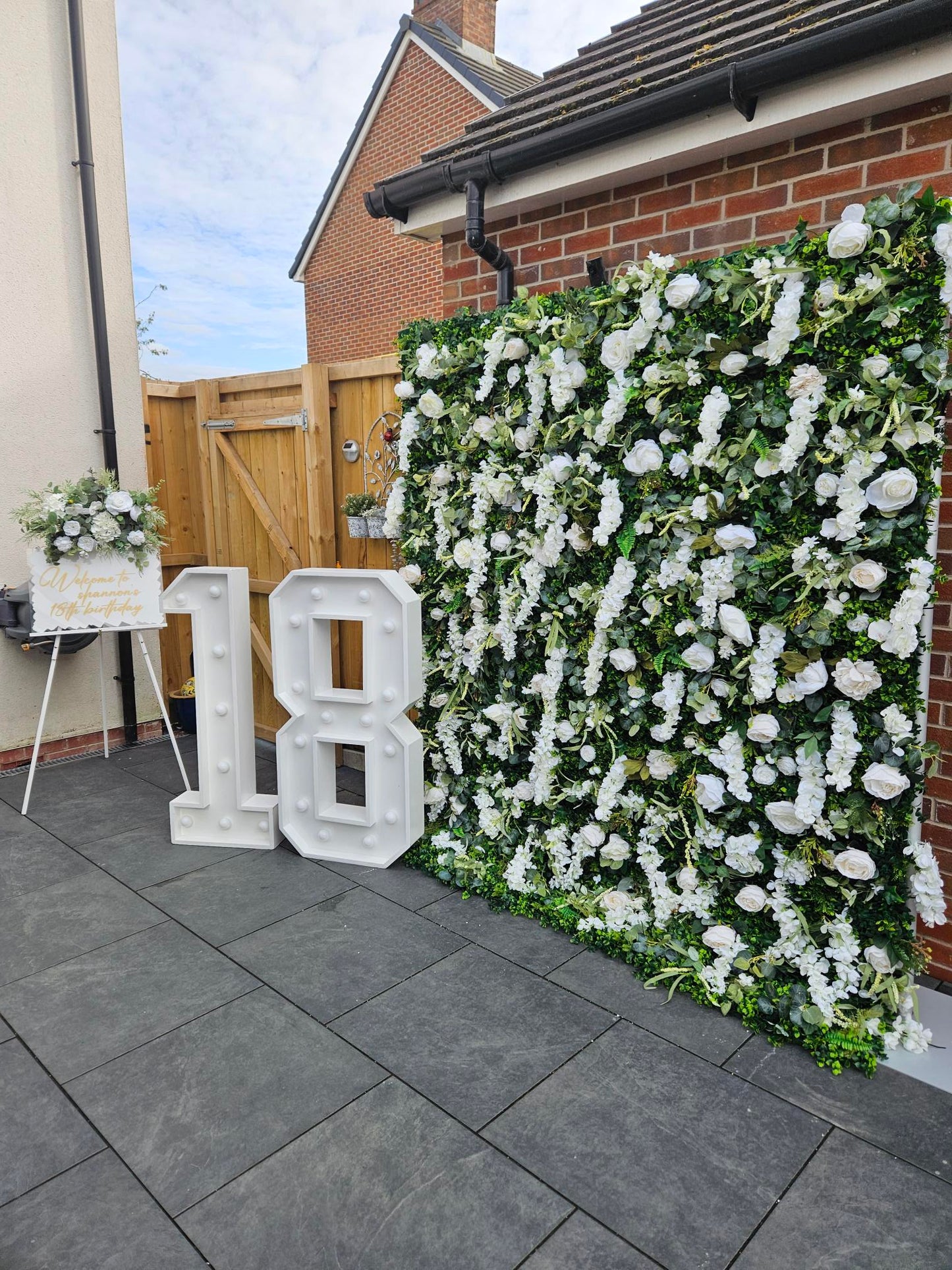 White Flower & Foliage Wall