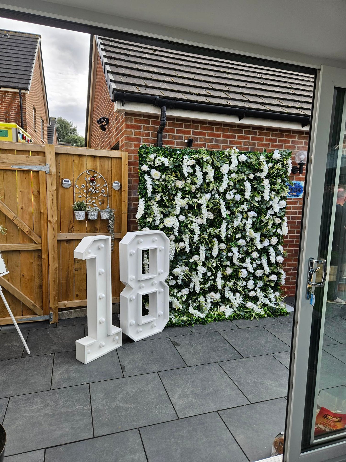 White Flower & Foliage Wall