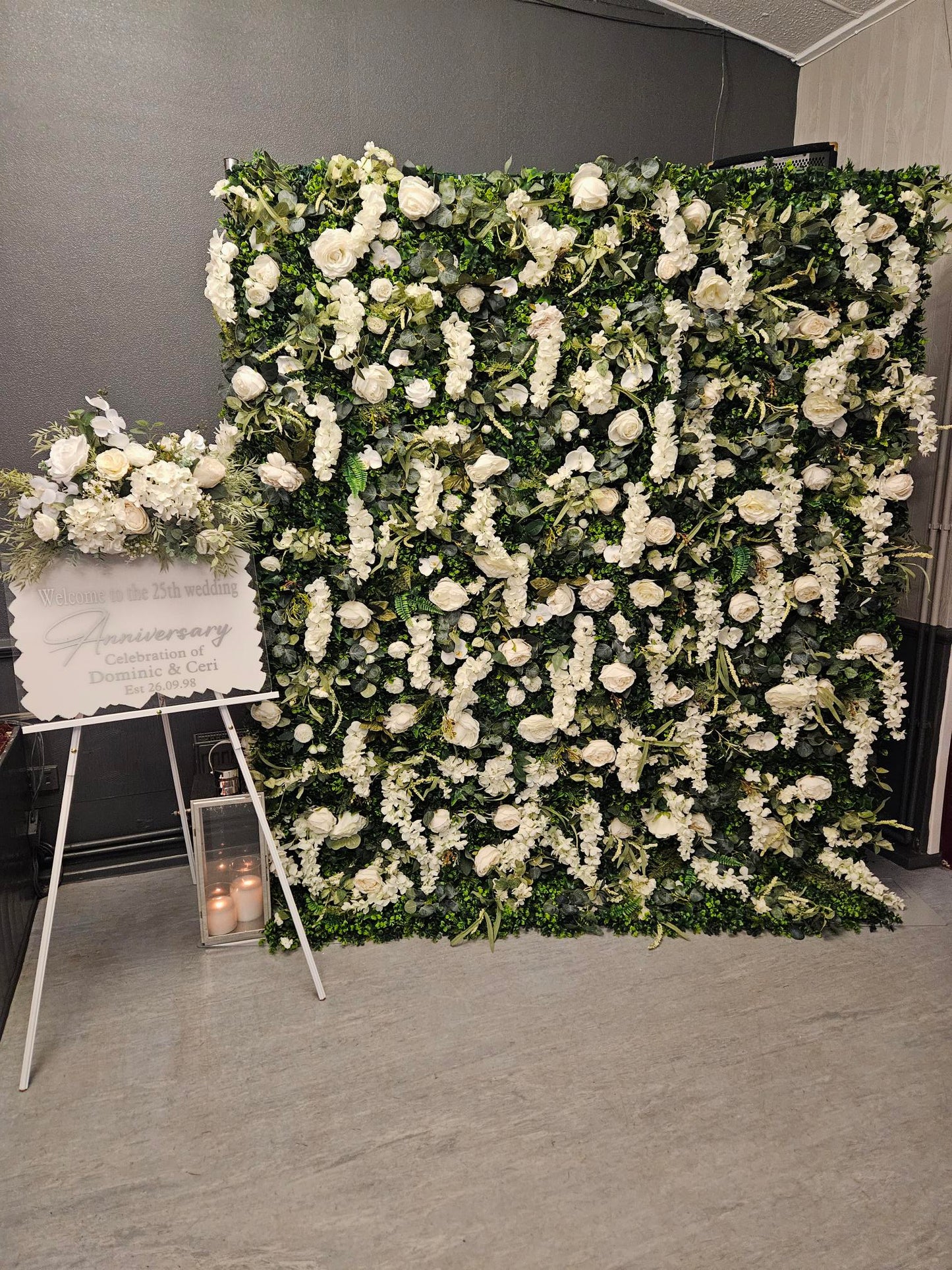White Flower & Foliage Wall