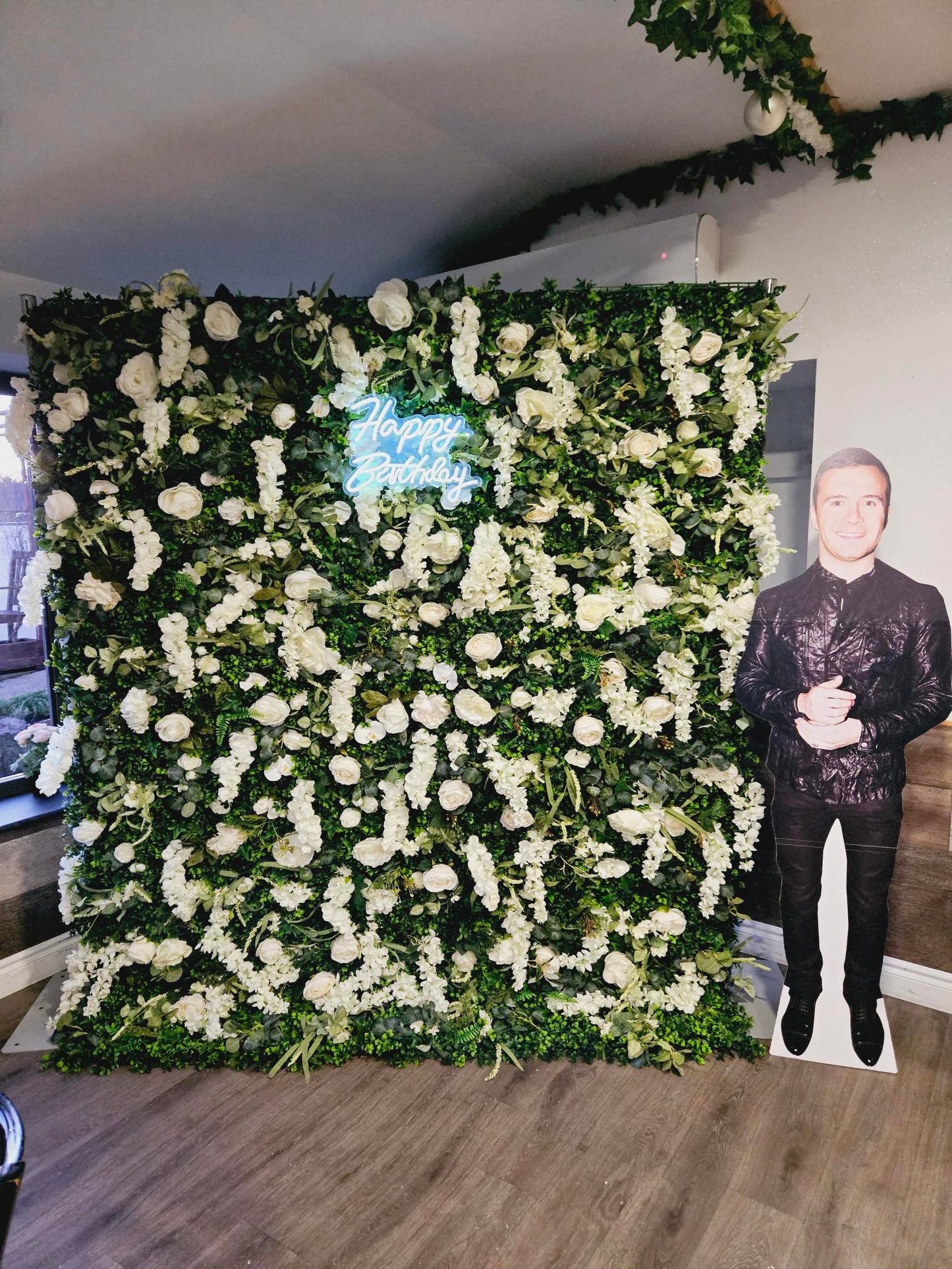 White Flower & Foliage Wall