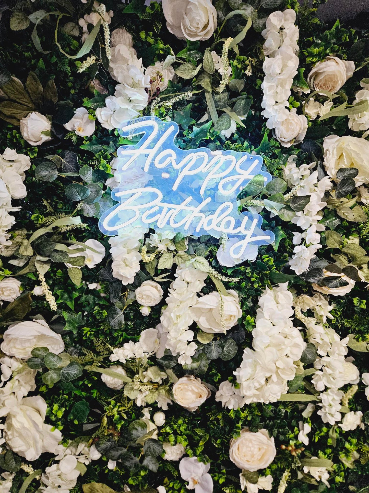 White Flower & Foliage Wall