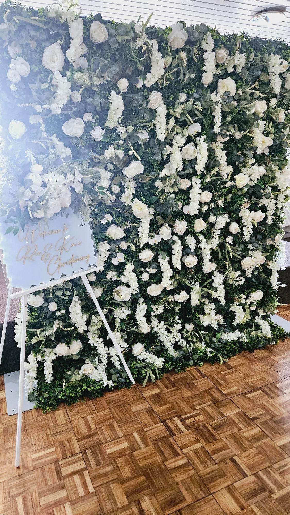 White Flower & Foliage Wall