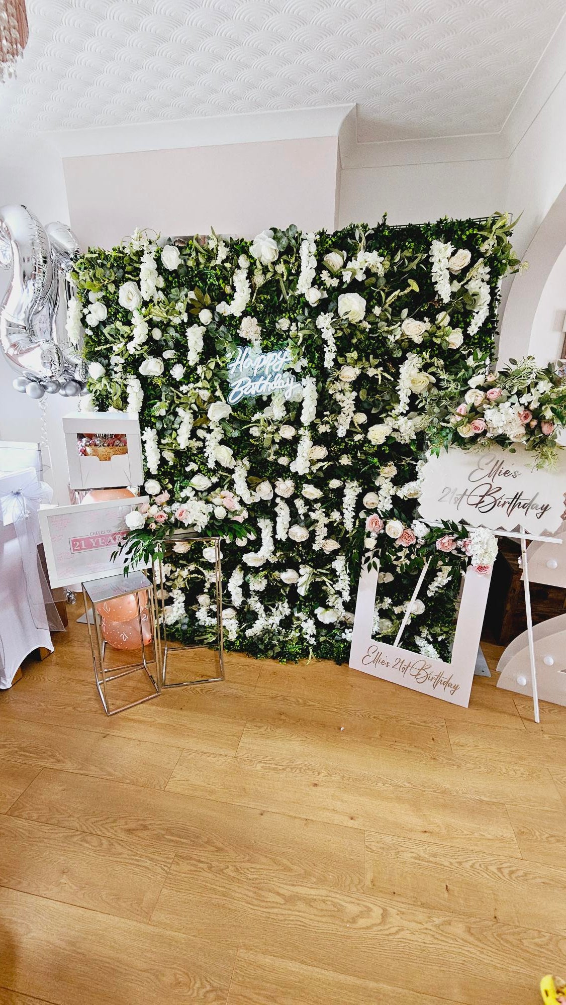 White Flower & Foliage Wall