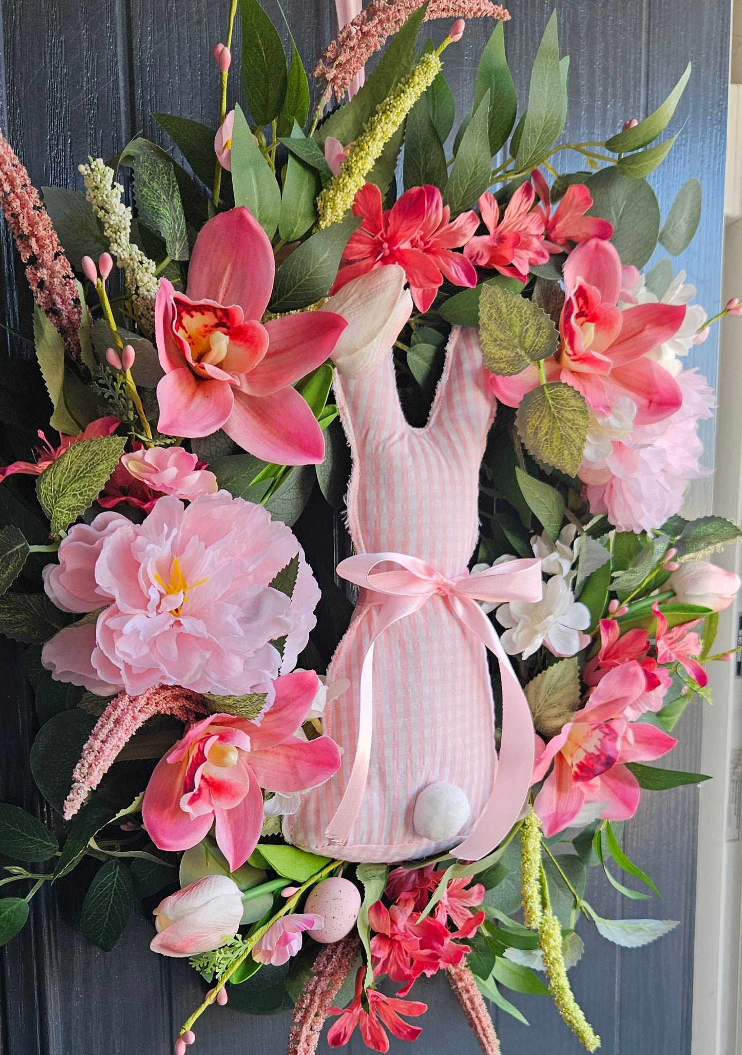 Pink Gingham Bunny Spring Wreath