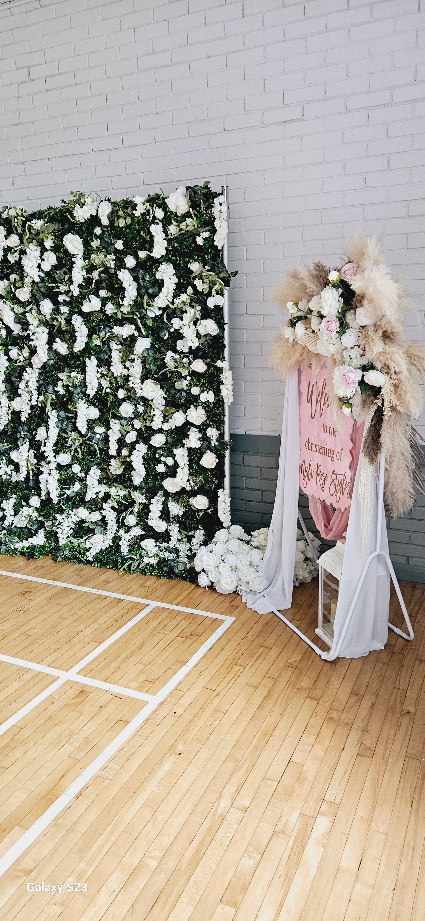 White Flower & Foliage Wall