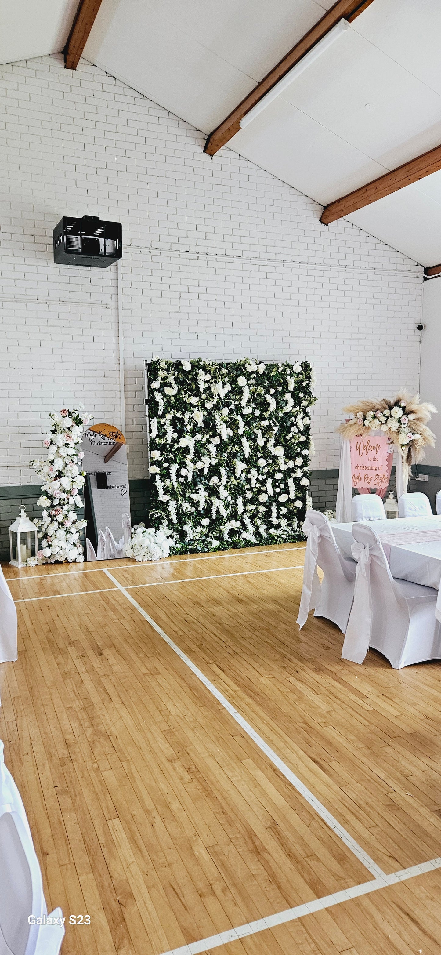 White Flower & Foliage Wall