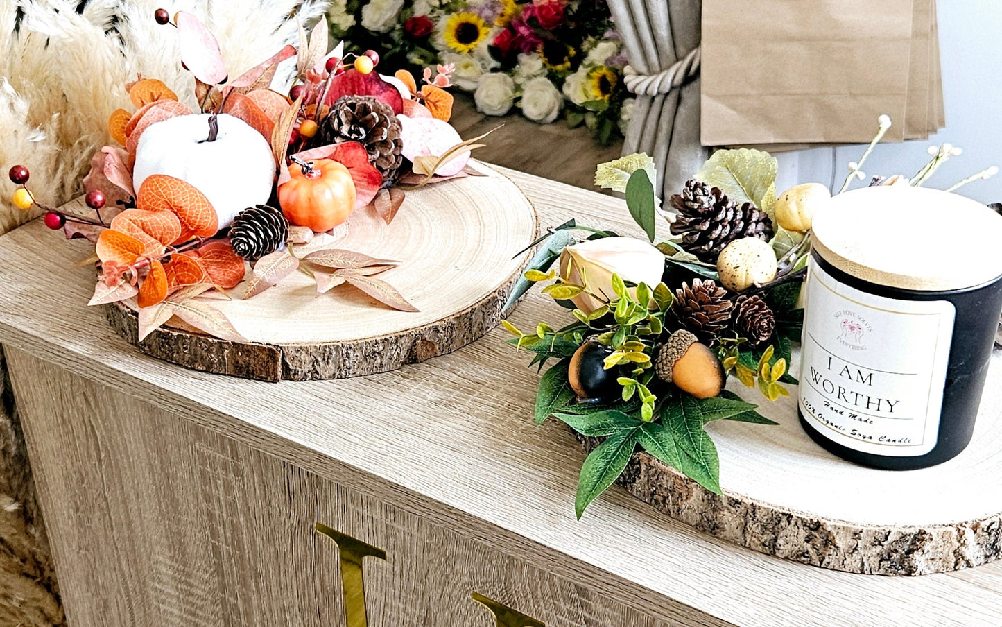 Autumn Bark Slice Centrepieces