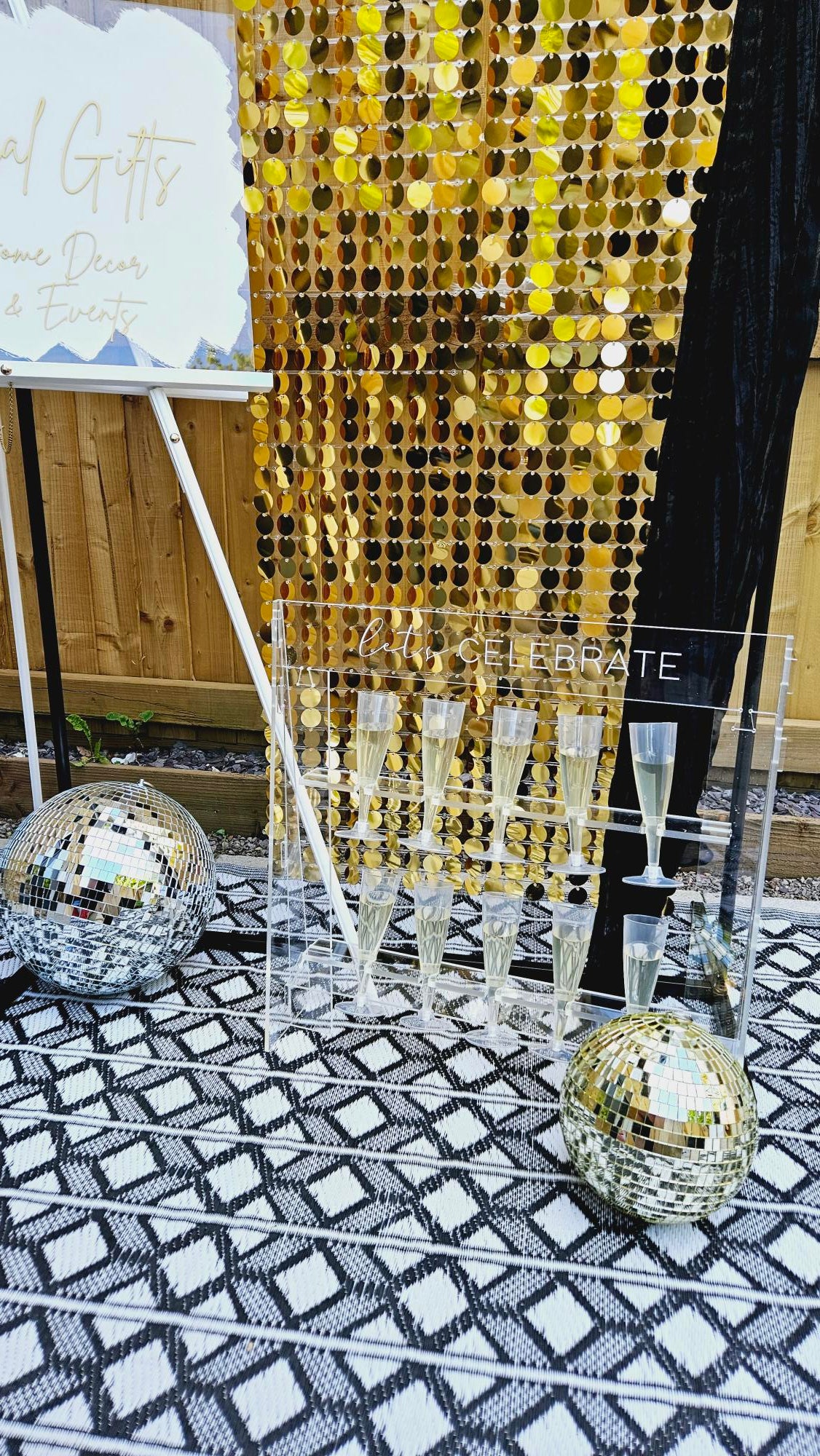 Gold Sequin and Disco Ball Backdrop - One Day Hire