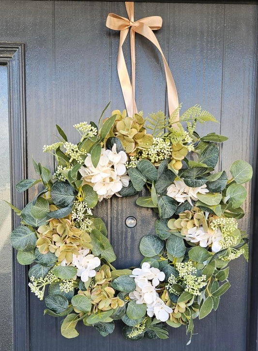 Floral Handmade Wreath: Hydrangea & Eucalyptus