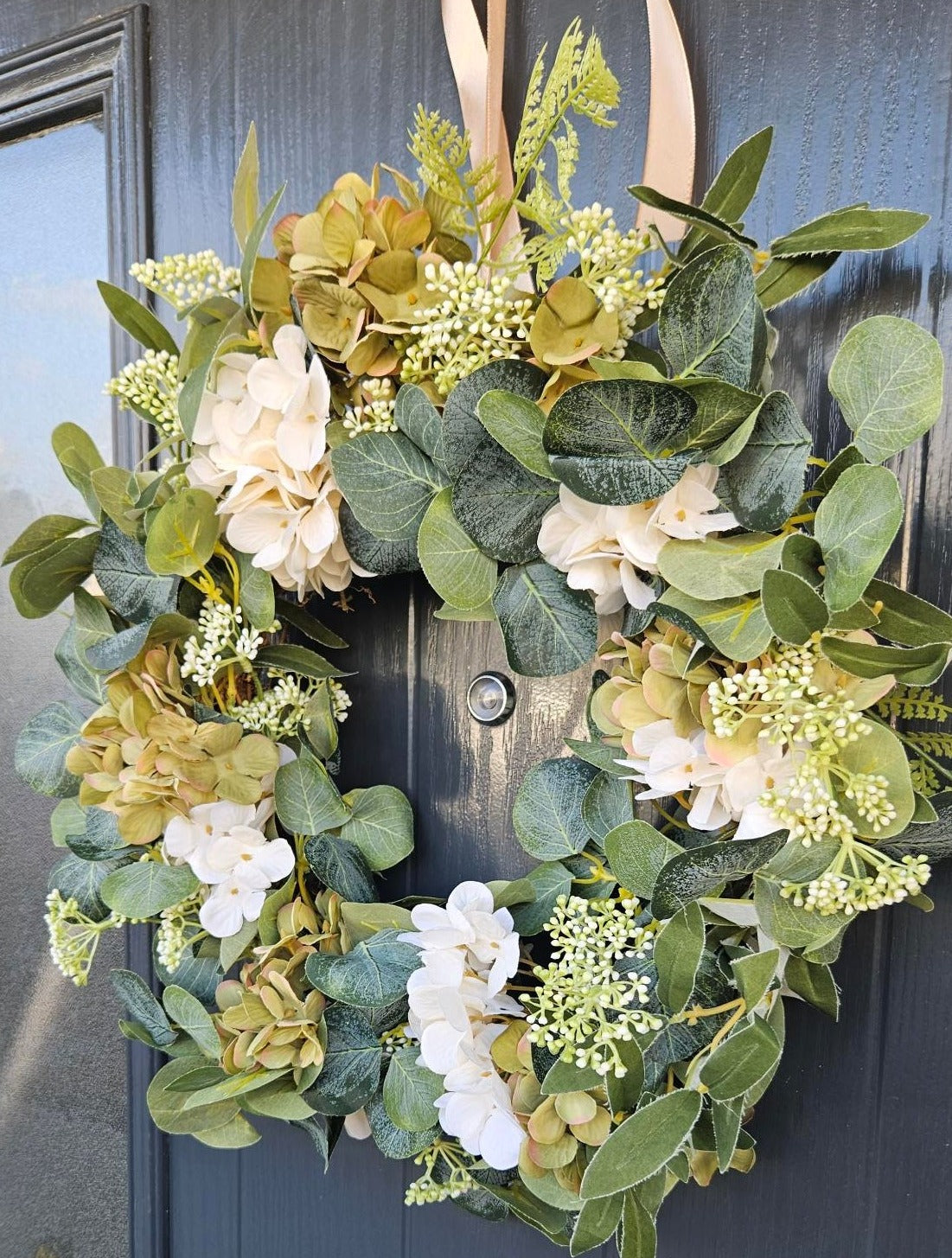 Floral Handmade Wreath: Hydrangea & Eucalyptus