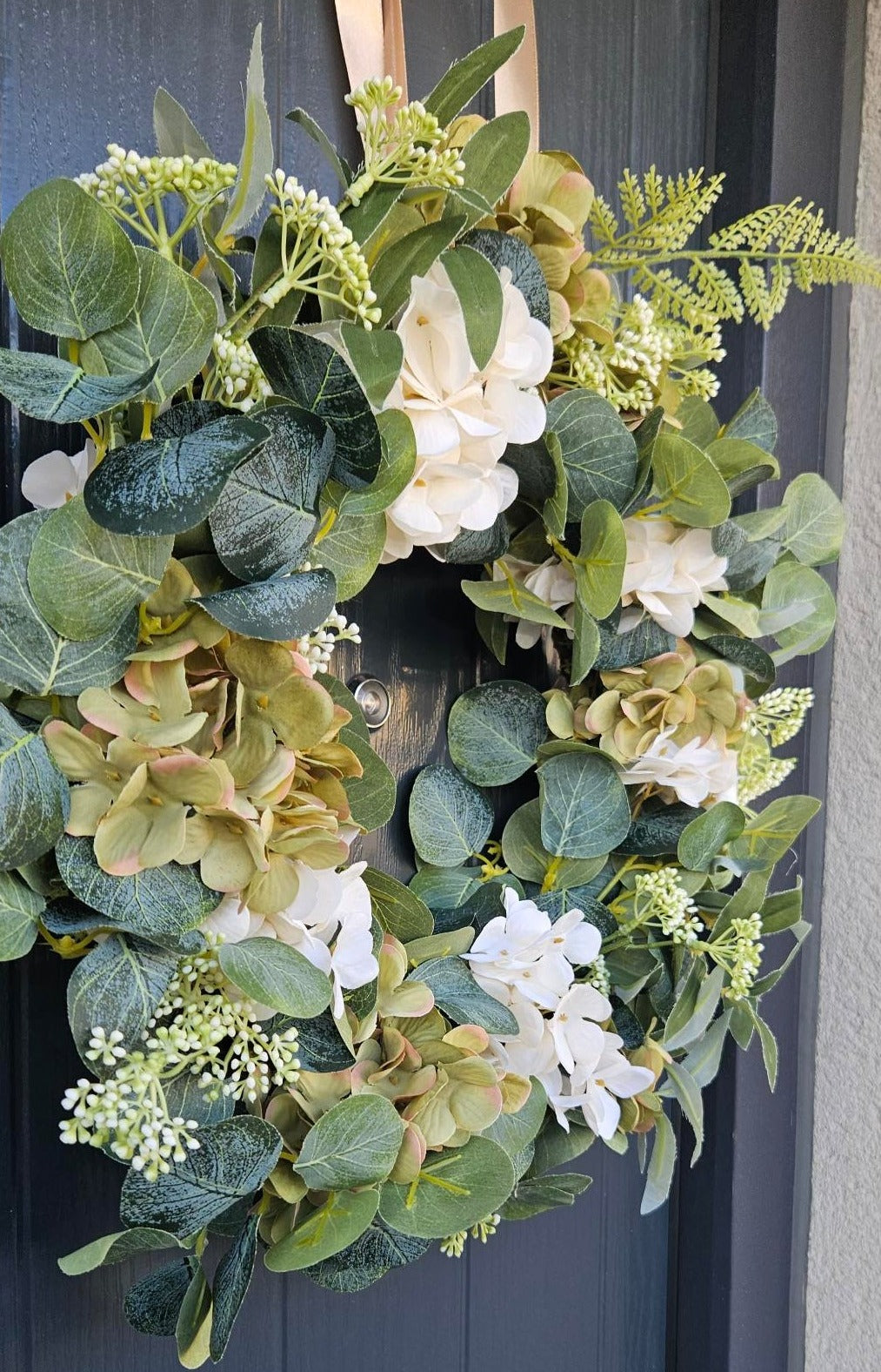 Floral Handmade Wreath: Hydrangea & Eucalyptus