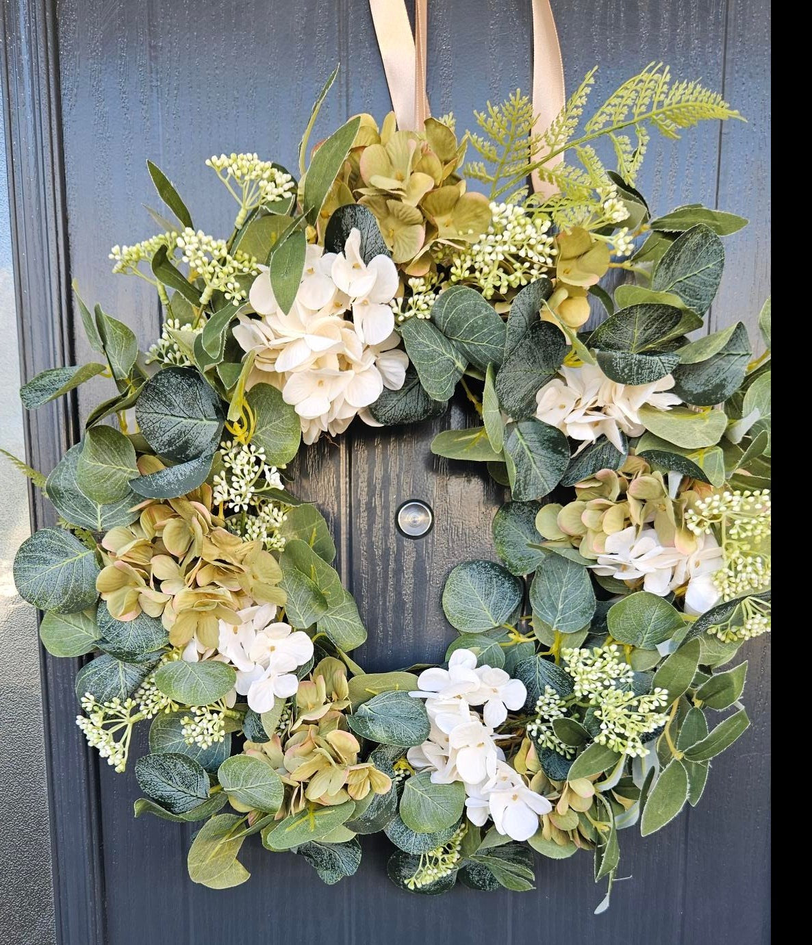 Floral Handmade Wreath: Hydrangea & Eucalyptus