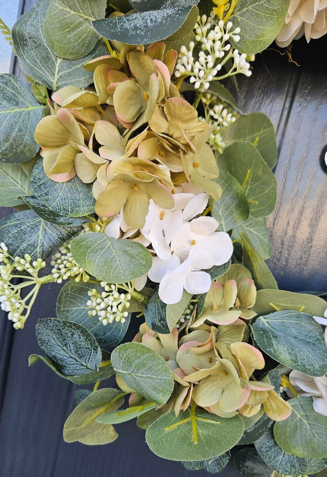 Floral Handmade Wreath: Hydrangea & Eucalyptus