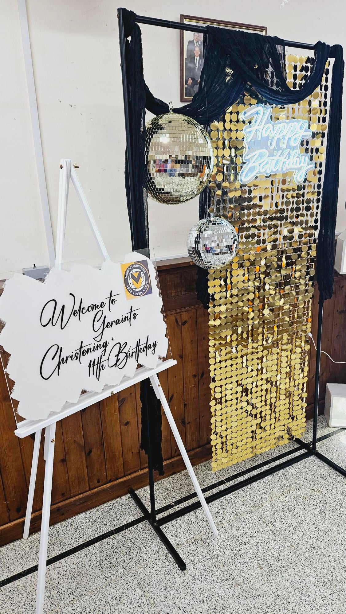 Gold Sequin and Disco Ball Backdrop - One Day Hire