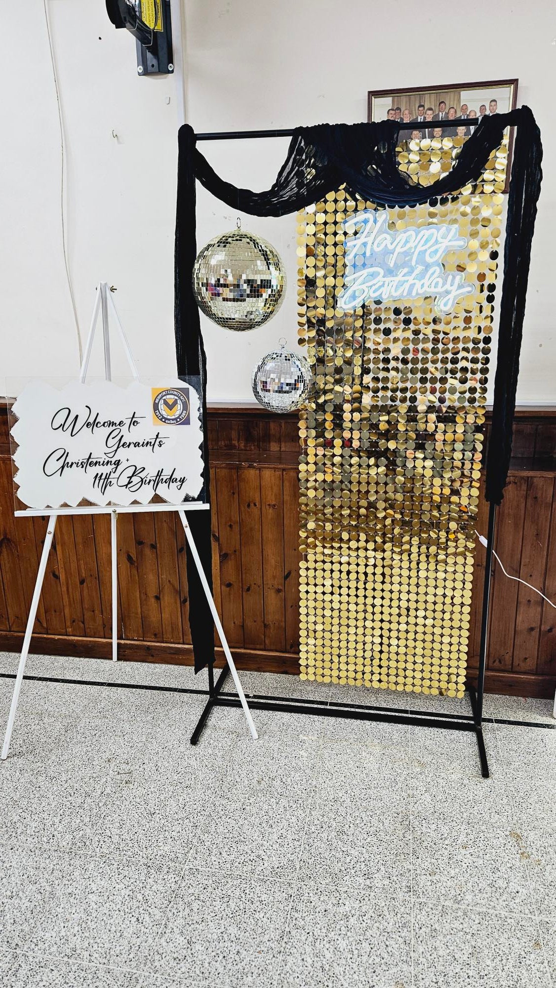 Gold Sequin and Disco Ball Backdrop - One Day Hire