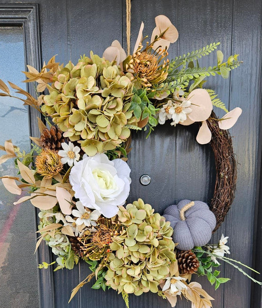 Autumn Wreath - Sage green & Neutral