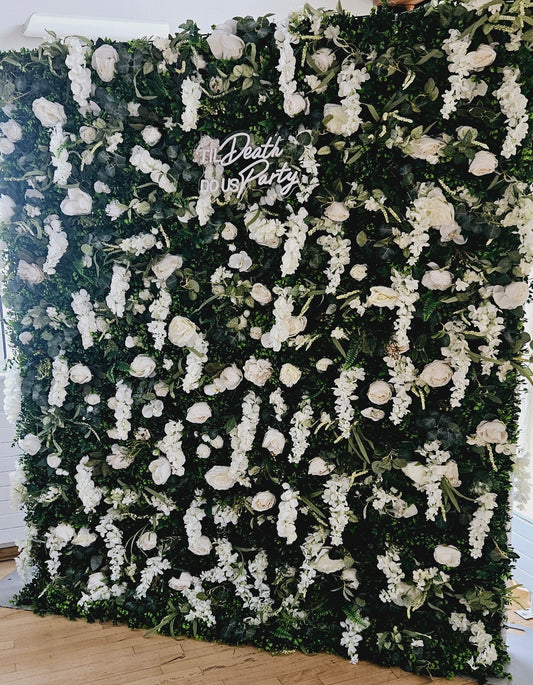 White Flower & Foliage Wall