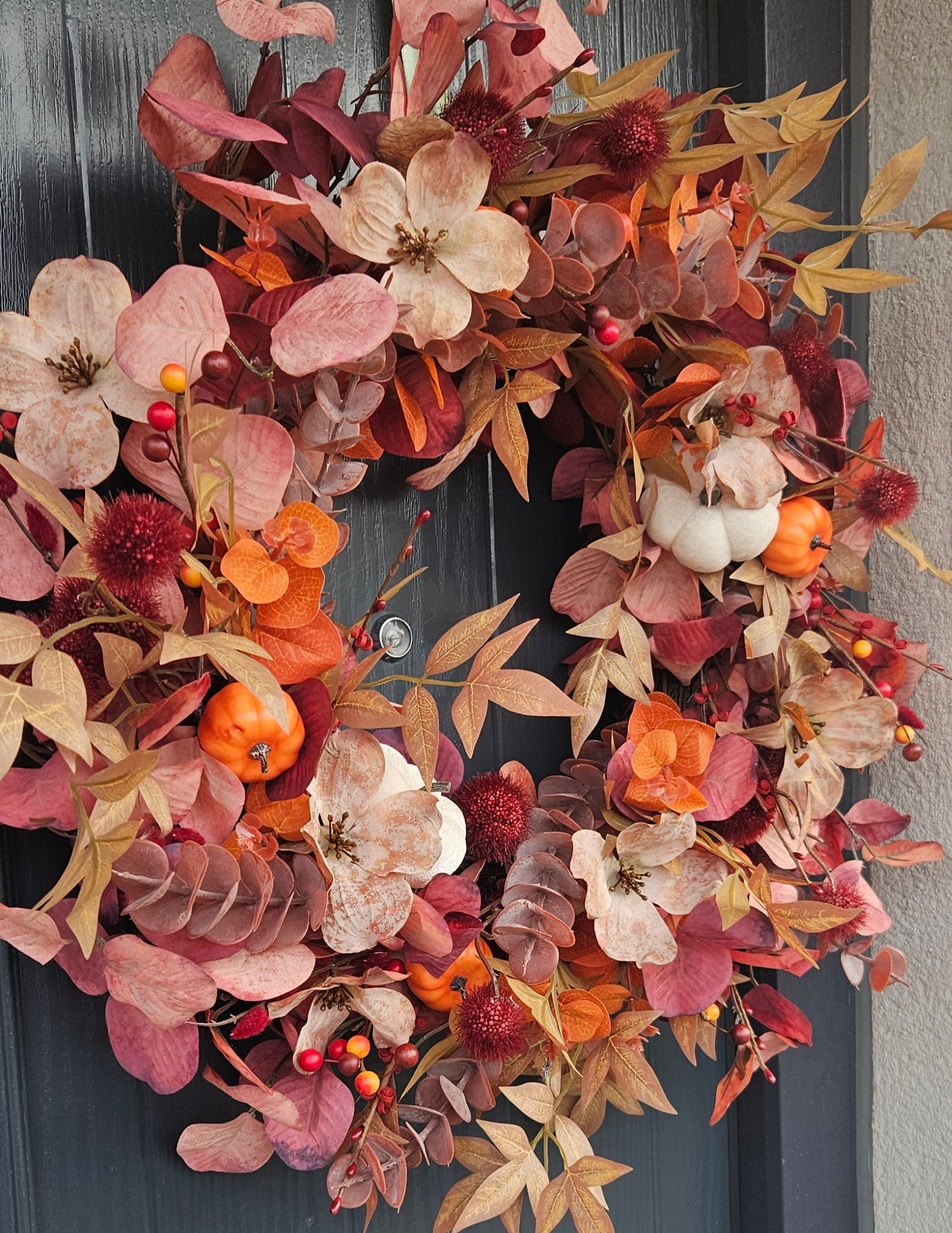 Autumn Wreath - Burgundy & Burnt Orange