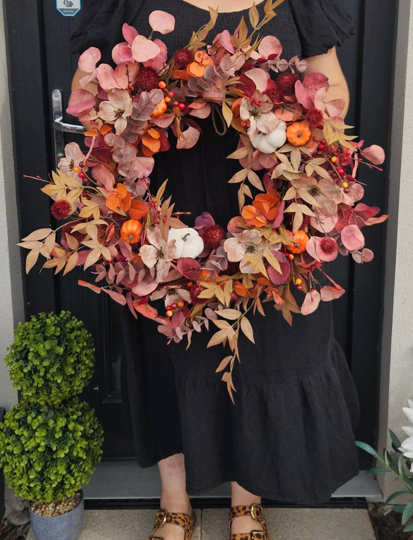 Autumn Wreath - Burgundy & Burnt Orange