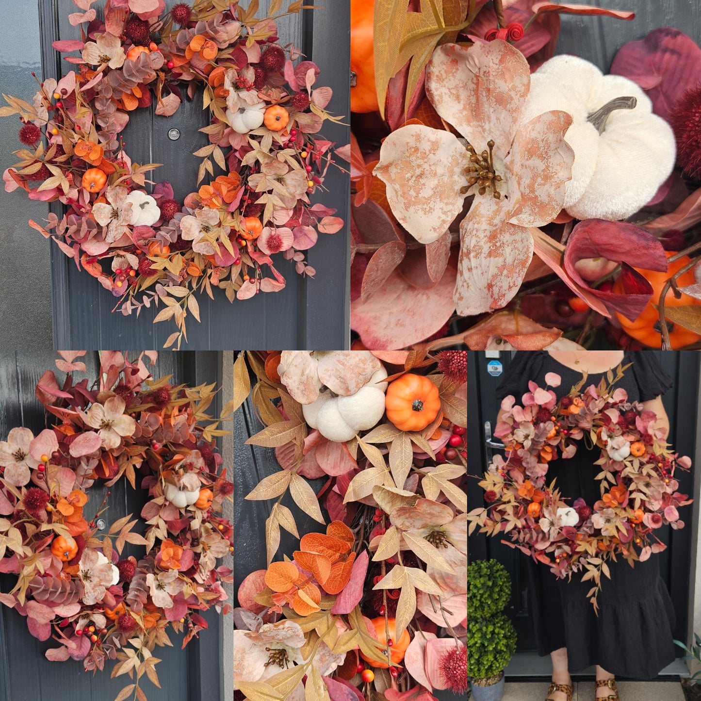 Autumn Wreath - Burgundy & Burnt Orange